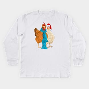 Merry Chickmas Kids Long Sleeve T-Shirt